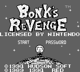 Bonk's Revenge title screen for GameBoy